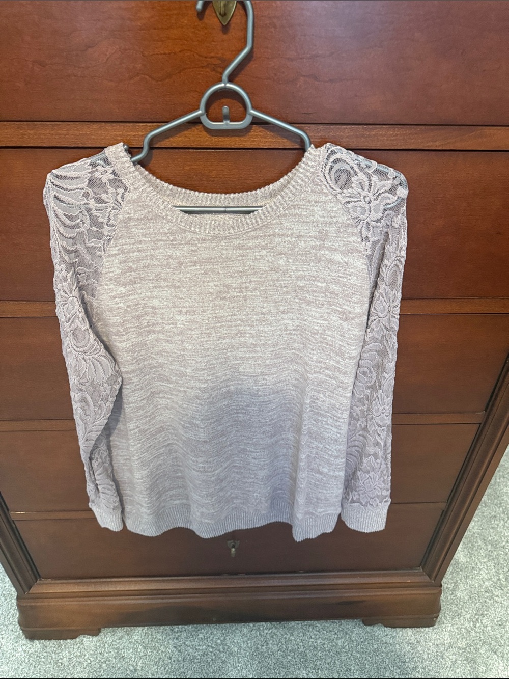 torrid Lavender Lace-Sleeve Scoop Neck Sweater